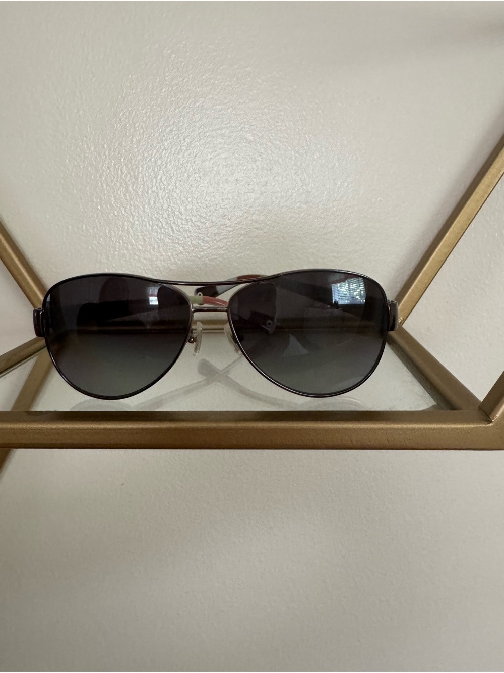 Coach Aviator Sunglasses in Dark Gradient Lenses and Silver Frame